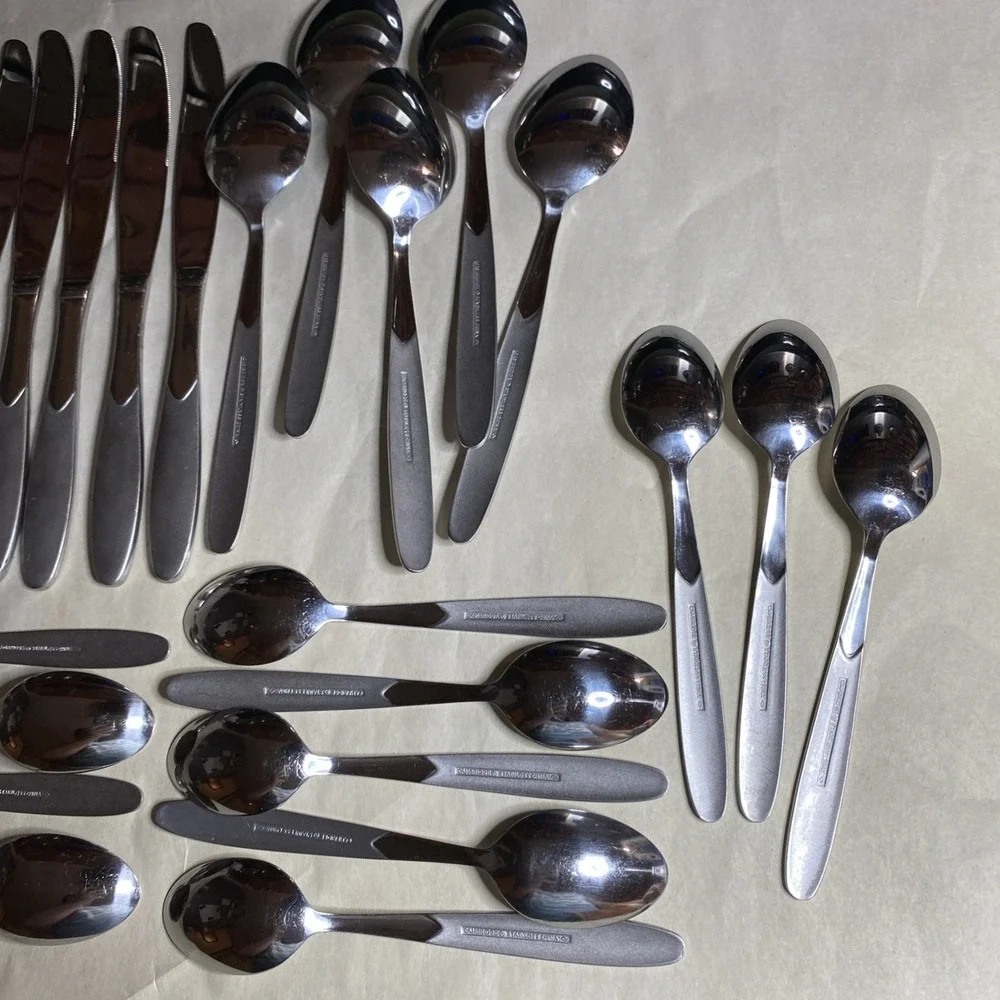 Crescent Stainless by Cambridge Frost‎ Handle, Glossy Bowl 24 Pc Lot